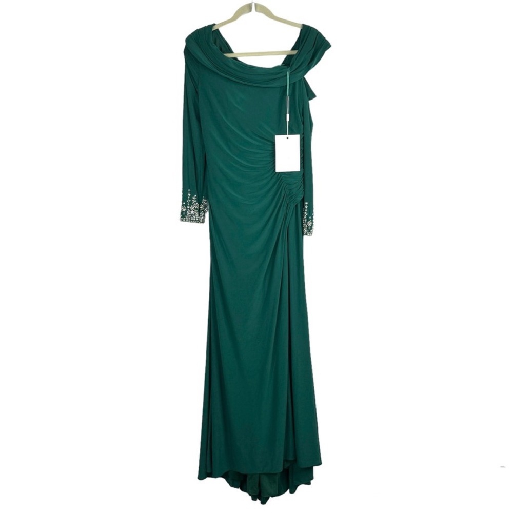 Mac Duggal Teal Long Sleeve Gown